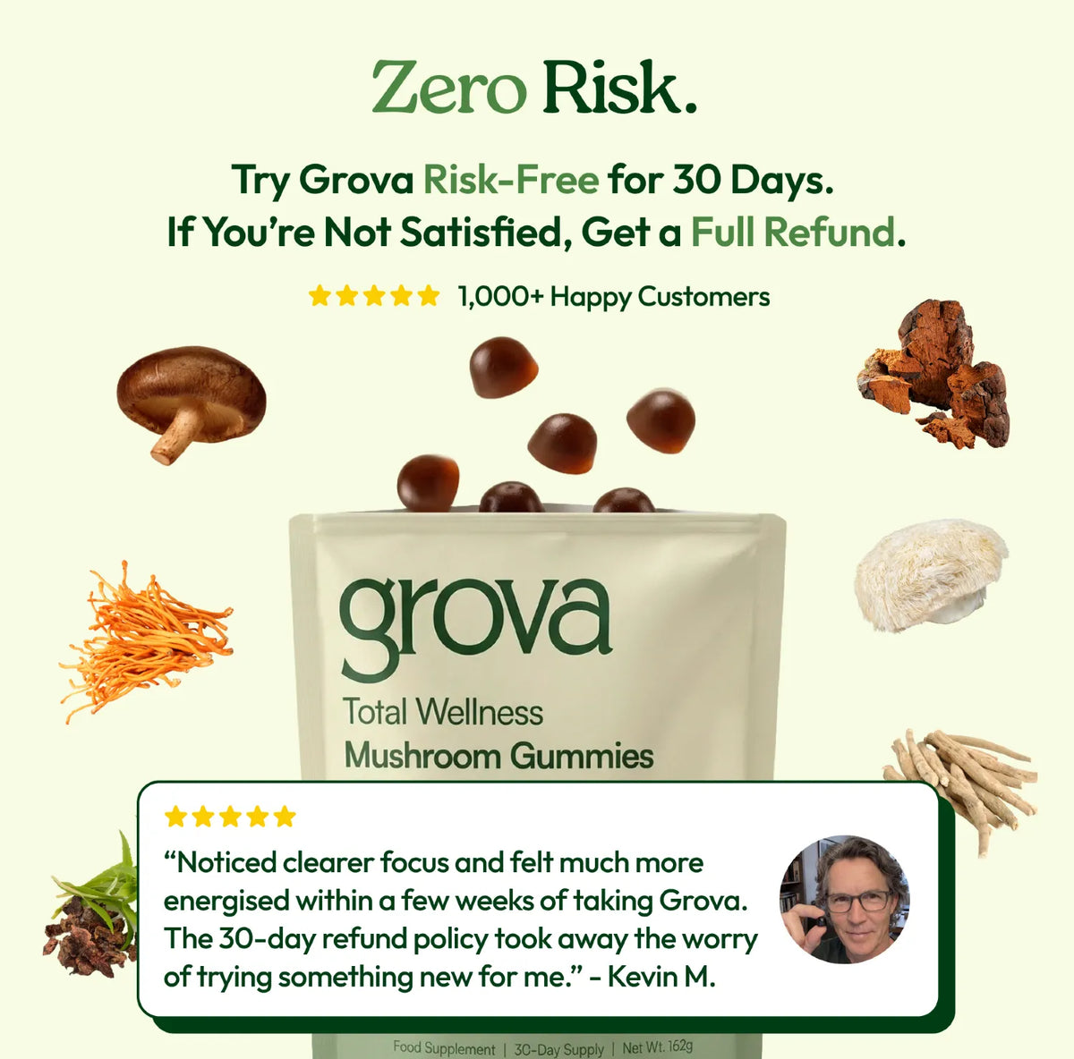 Grova 30-day money-back guarantee and Kevin M.’s review